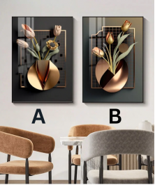 Decoration Home Wall Painting Gold Vase And Black